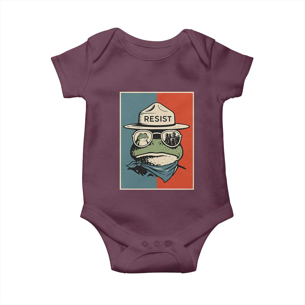 Resist Frog Meme Baby Onesie Portland Vintage Aesthetic Gift TS12 Maroon Print Your Wear