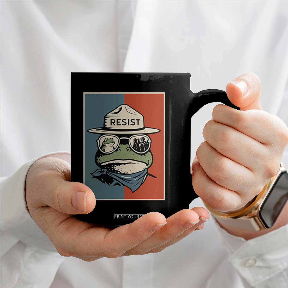 Resist Frog Meme Coffee Mug Portland Vintage Aesthetic Gift - Print Your Wear