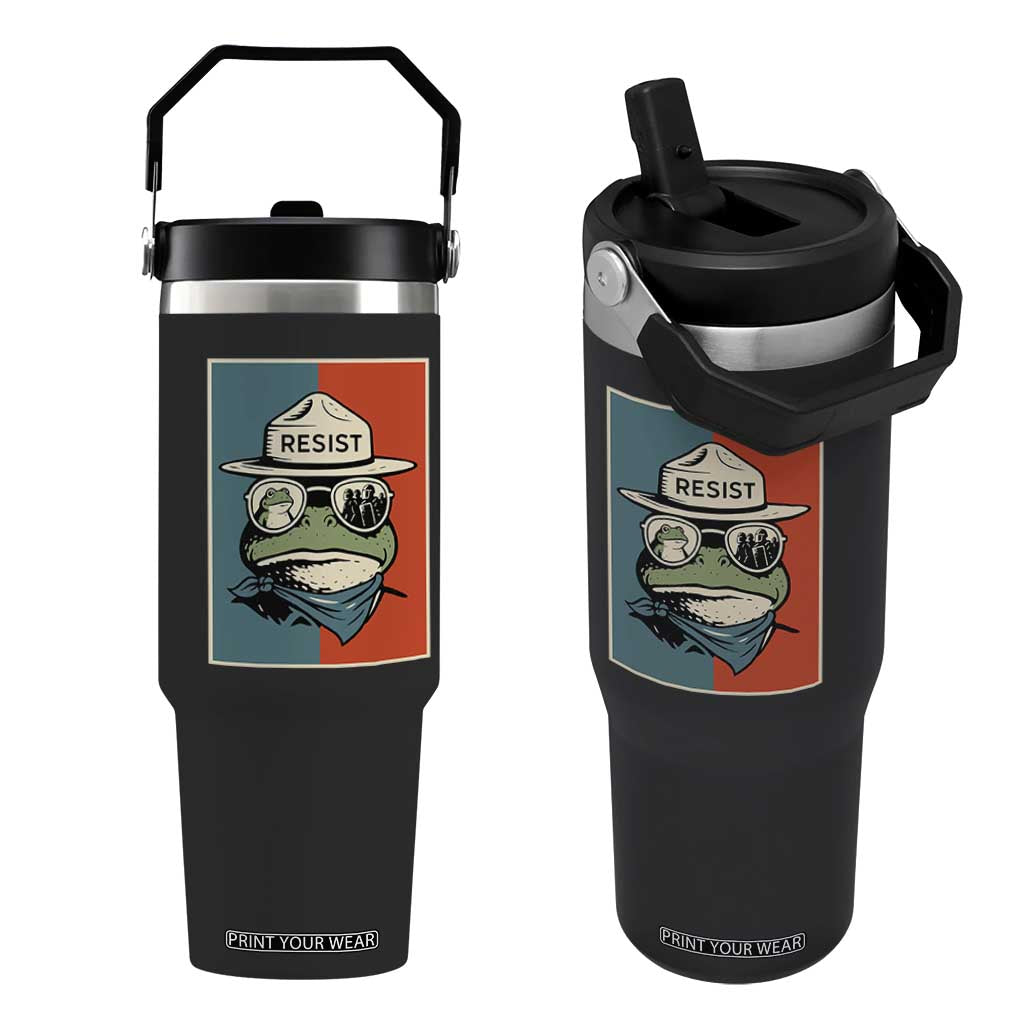 Resist Frog Meme Flip Straw Tumbler Portland Vintage Aesthetic Gift TS12 One Size: 30 oz Black Print Your Wear