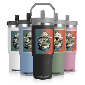 Resist Frog Meme Flip Straw Tumbler Portland Vintage Aesthetic Gift - Print Your Wear