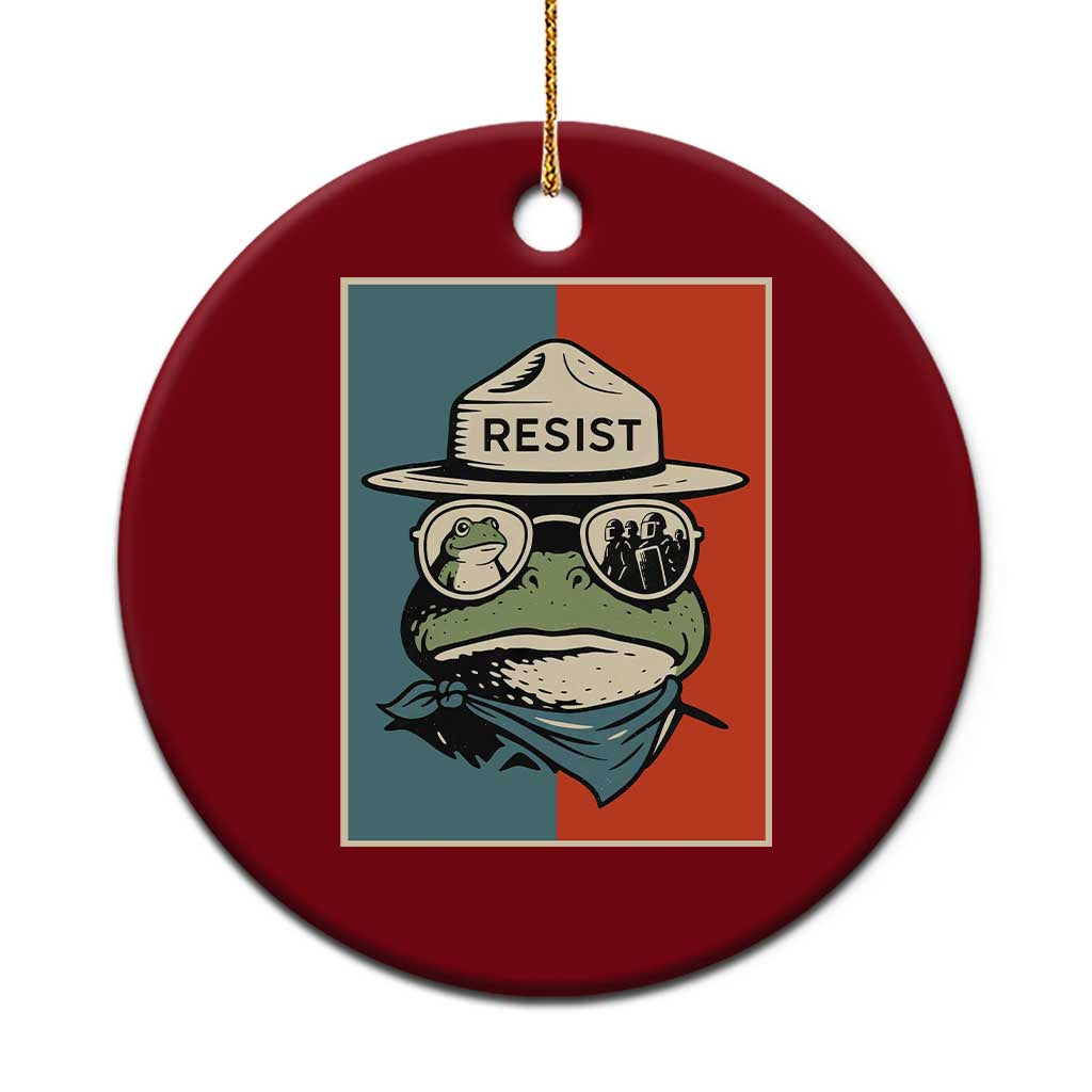 Resist Frog Meme Ceramic Ornament Portland Vintage Aesthetic Gift - Print Your Wear