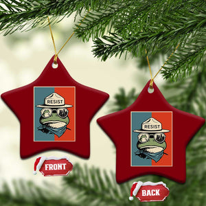 Resist Frog Meme Ceramic Ornament Portland Vintage Aesthetic Gift - Print Your Wear