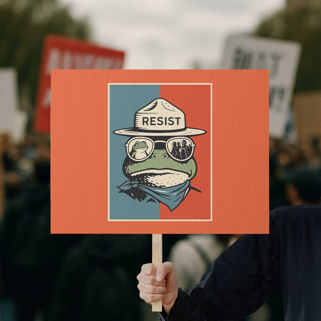 Resist Frog Meme Protest Sign Portland Vintage Aesthetic Gift TS12 Horizontal 18