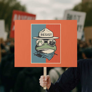 Resist Frog Meme Protest Sign Portland Vintage Aesthetic Gift TS12 Horizontal 18" × 24" Orange Print Your Wear