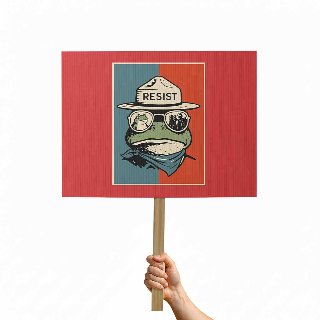 Resist Frog Meme Protest Sign Portland Vintage Aesthetic Gift TS12 Horizontal 18