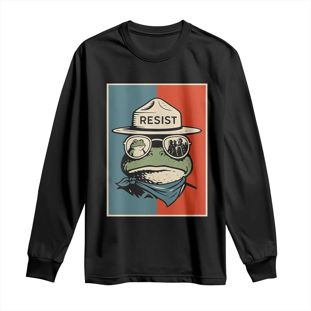 Resist Frog Meme Long Sleeve Shirt Portland Vintage Aesthetic Gift TS12 Black Print Your Wear
