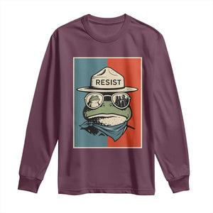 Resist Frog Meme Long Sleeve Shirt Portland Vintage Aesthetic Gift TS12 Maroon Print Your Wear