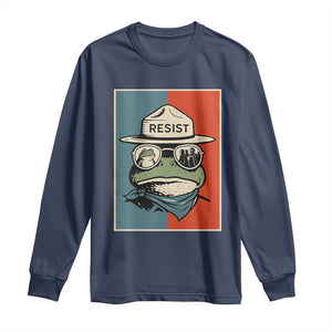 Resist Frog Meme Long Sleeve Shirt Portland Vintage Aesthetic Gift TS12 Navy Print Your Wear