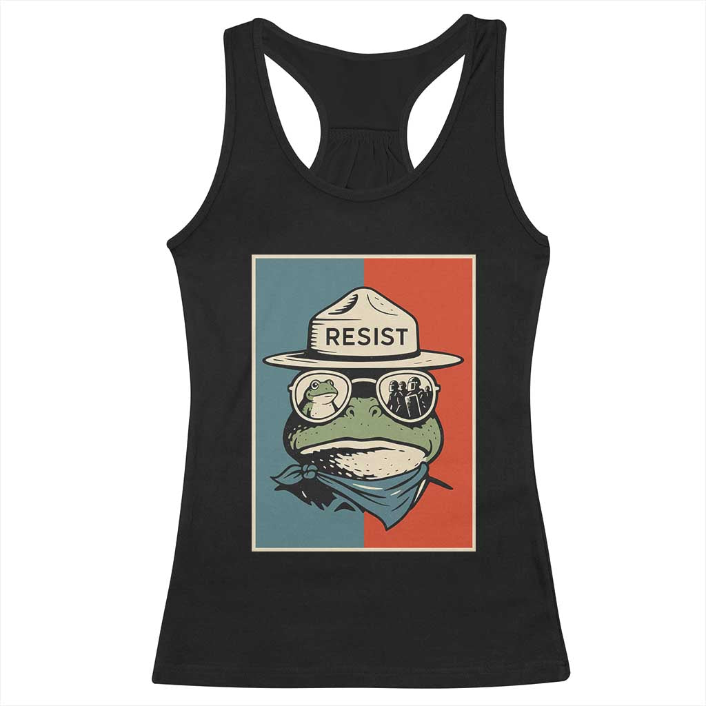 Resist Frog Meme Racerback Tank Top Portland Vintage Aesthetic Gift - Print Your Wear
