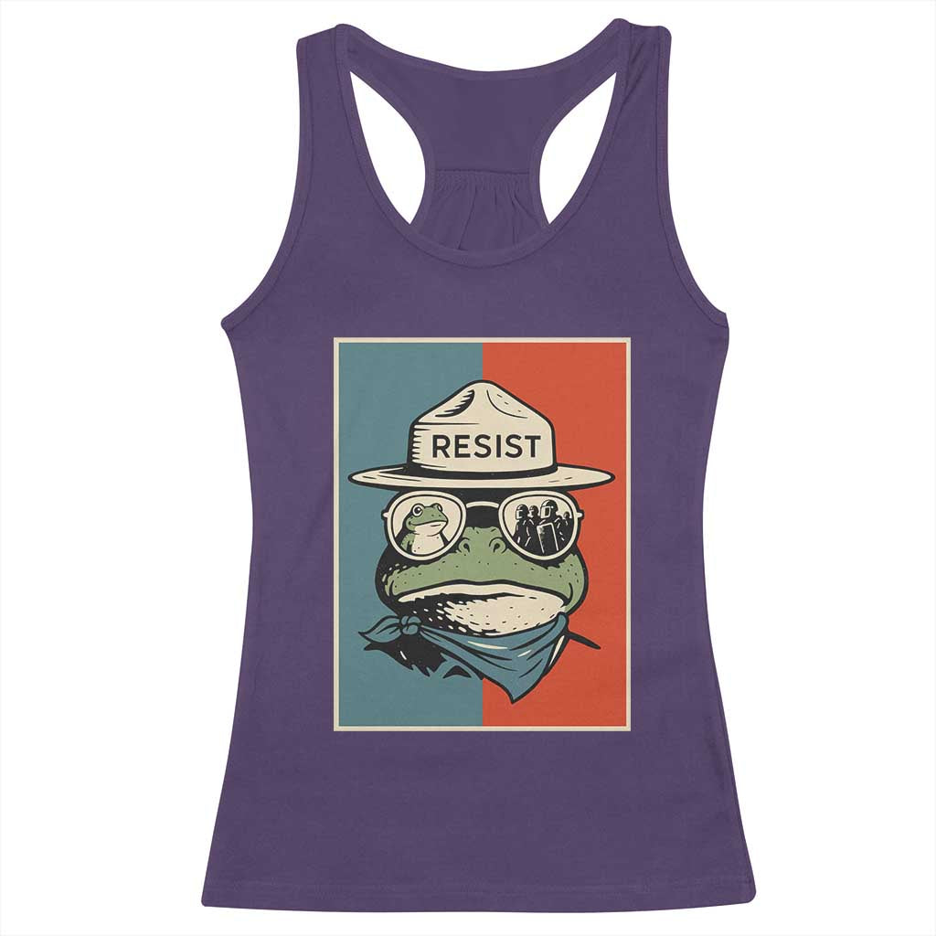 Resist Frog Meme Racerback Tank Top Portland Vintage Aesthetic Gift TS12 Purple Print Your Wear