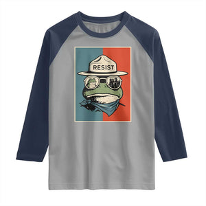 Resist Frog Meme Raglan Shirt Portland Vintage Aesthetic Gift TS12 Sport Gray Navy Print Your Wear