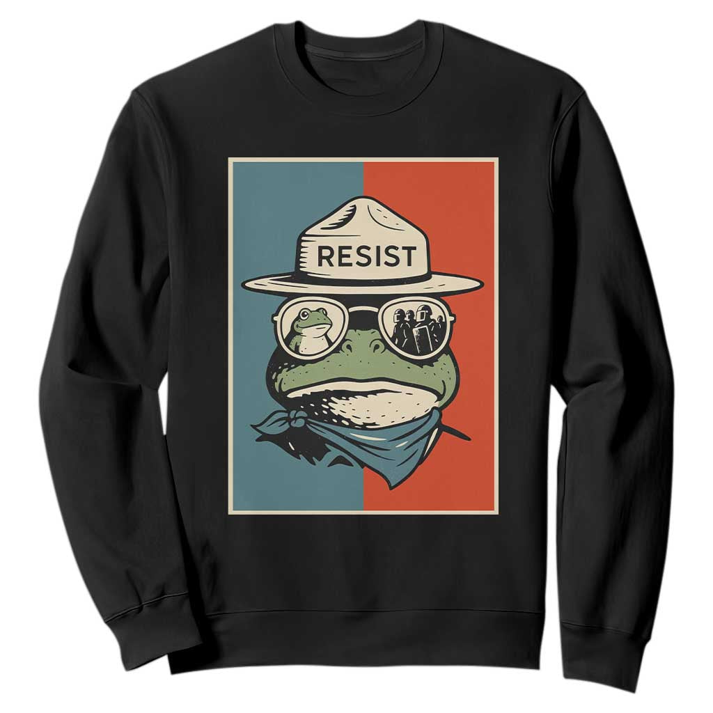 Resist Frog Meme Sweatshirt Portland Vintage Aesthetic Gift TS12 Black Print Your Wear