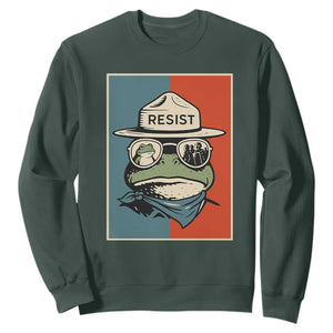 Resist Frog Meme Sweatshirt Portland Vintage Aesthetic Gift TS12 Dark Forest Green Print Your Wear