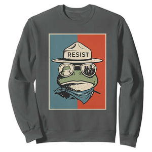Resist Frog Meme Sweatshirt Portland Vintage Aesthetic Gift TS12 Dark Heather Print Your Wear