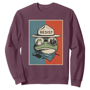 Resist Frog Meme Sweatshirt Portland Vintage Aesthetic Gift TS12 Maroon Print Your Wear