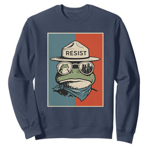 Resist Frog Meme Sweatshirt Portland Vintage Aesthetic Gift TS12 Navy Print Your Wear