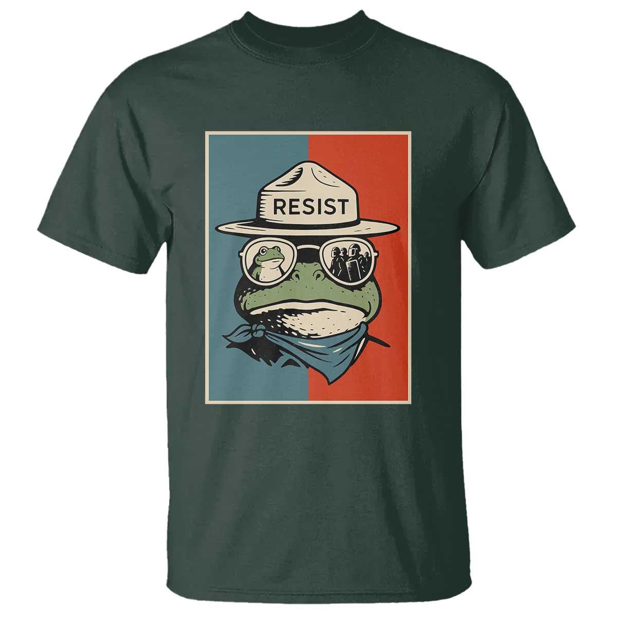 Resist Frog Meme T Shirt Portland Vintage Aesthetic Gift TS12 Dark Forest Green Print Your Wear