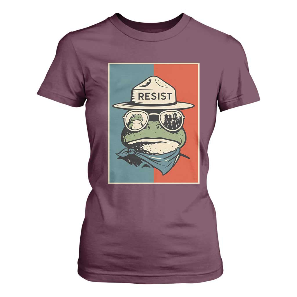 Resist Frog Meme T Shirt For Women Portland Vintage Aesthetic Gift TS12 Maroon Print Your Wear