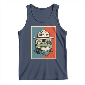 Resist Frog Meme Tank Top Portland Vintage Aesthetic Gift TS12 Navy Print Your Wear