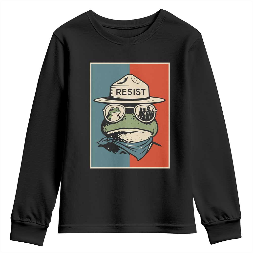 Resist Frog Meme Youth Sweatshirt Portland Vintage Aesthetic Gift - Print Your Wear