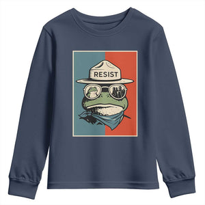 Resist Frog Meme Youth Sweatshirt Portland Vintage Aesthetic Gift TS12 Navy Print Your Wear