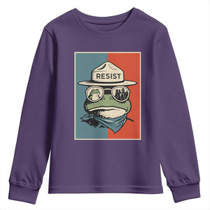 Resist Frog Meme Youth Sweatshirt Portland Vintage Aesthetic Gift TS12 Purple Print Your Wear