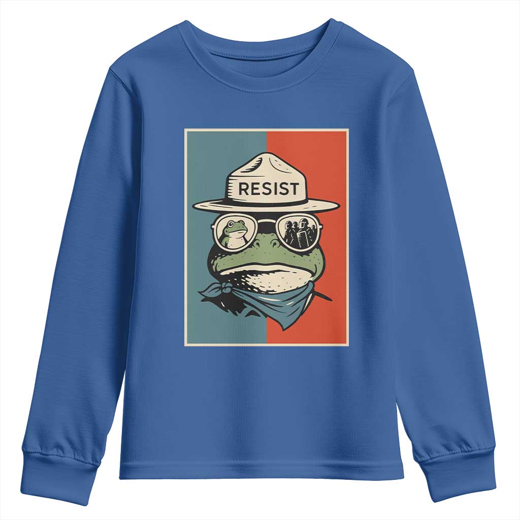 Resist Frog Meme Youth Sweatshirt Portland Vintage Aesthetic Gift TS12 Royal Blue Print Your Wear