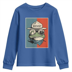 Resist Frog Meme Youth Sweatshirt Portland Vintage Aesthetic Gift TS12 Royal Blue Print Your Wear