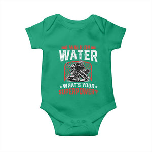 I Walk On Water Whats Your Superpower Baby Onesie Funny Ice Hockey Gift TS12 Irish Green Print Your Wear