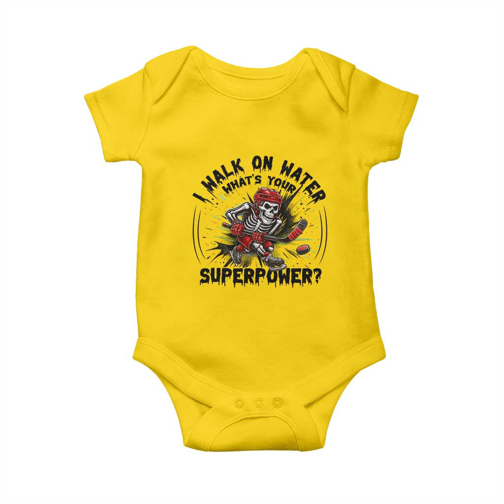 I Walk On Water Whats Your Superpower Baby Onesie Skeleton Hockey Dark Humor Gift TS12 Daisy Print Your Wear