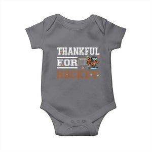 Thankful For Hockey Baby Onesie Funny Thanksgiving Ice Hockey Gift TS12 Charcoal Print Your Wear