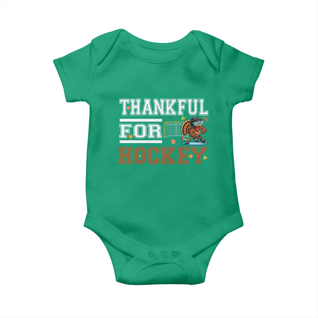Thankful For Hockey Baby Onesie Funny Thanksgiving Ice Hockey Gift TS12 Irish Green Print Your Wear