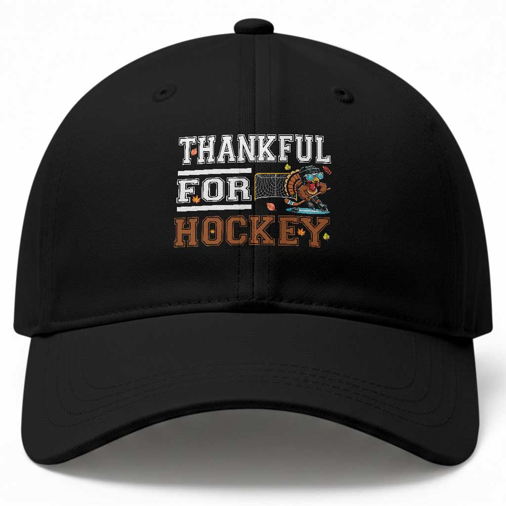 Thankful For Hockey Baseball Cap Funny Thanksgiving Ice Hockey Gift TS12 Print Your Wear