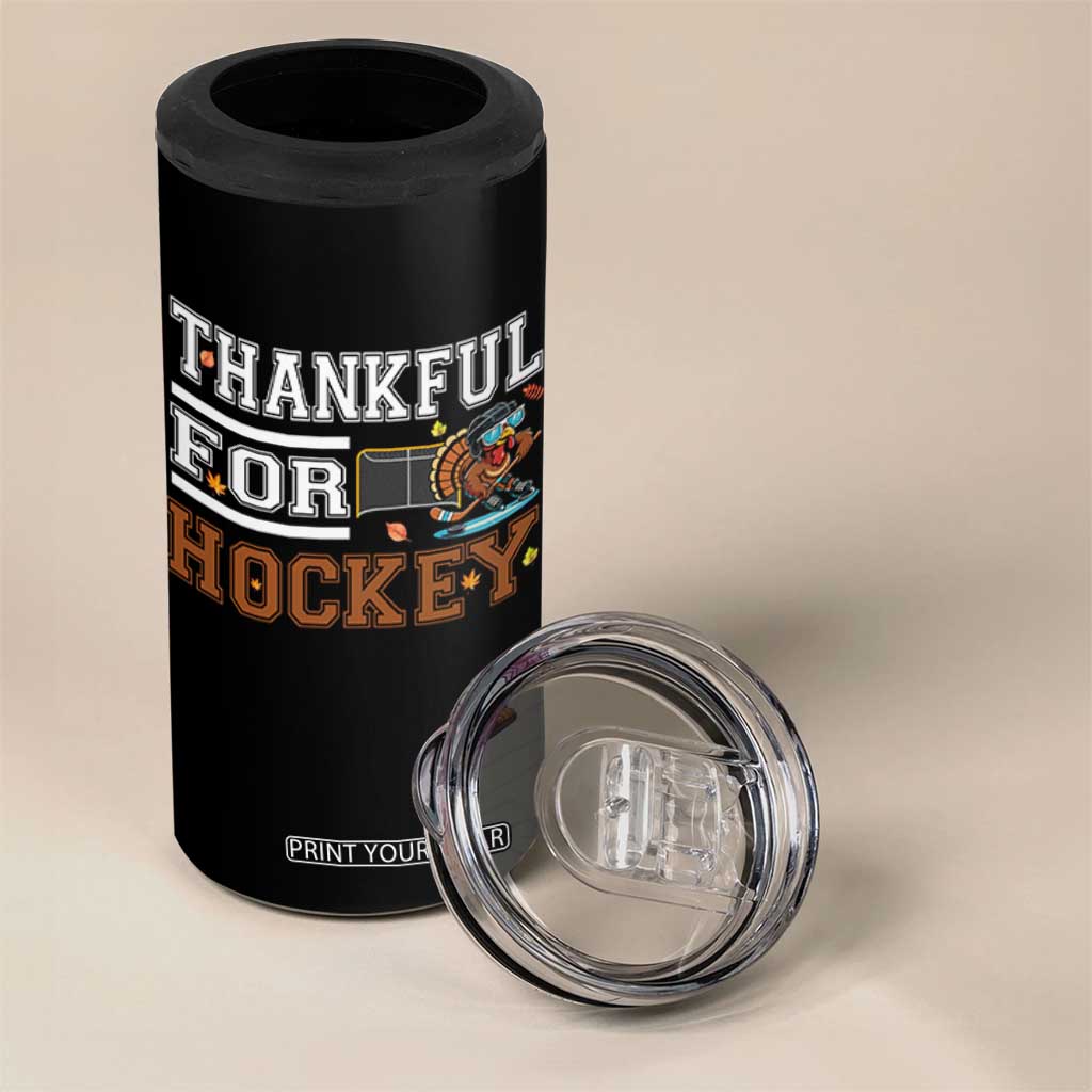 Thankful For Hockey 4 in 1 Can Cooler Tumbler Funny Thanksgiving Ice Hockey Gift TS12 Print Your Wear