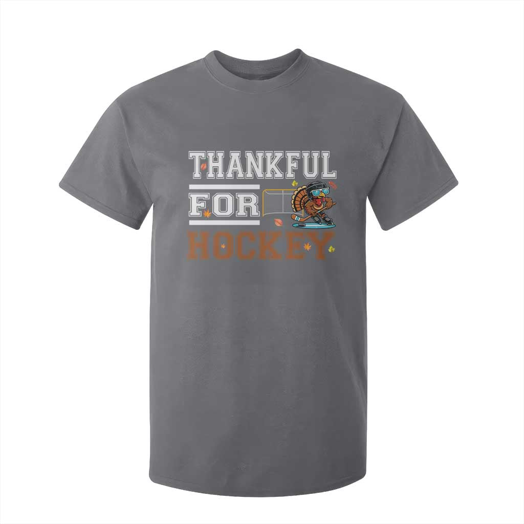 Thankful For Hockey T Shirt For Kid Funny Thanksgiving Ice Hockey Gift TS12 Charcoal Print Your Wear