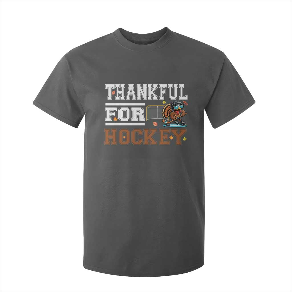 Thankful For Hockey T Shirt For Kid Funny Thanksgiving Ice Hockey Gift TS12 Dark Heather Print Your Wear