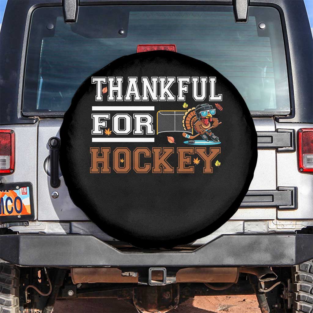 Thankful For Hockey Spare Tire Cover Funny Thanksgiving Ice Hockey Gift TS12 No hole Black Print Your Wear