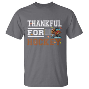 Thankful For Hockey T Shirt Funny Thanksgiving Ice Hockey Gift TS12 Charcoal Print Your Wear