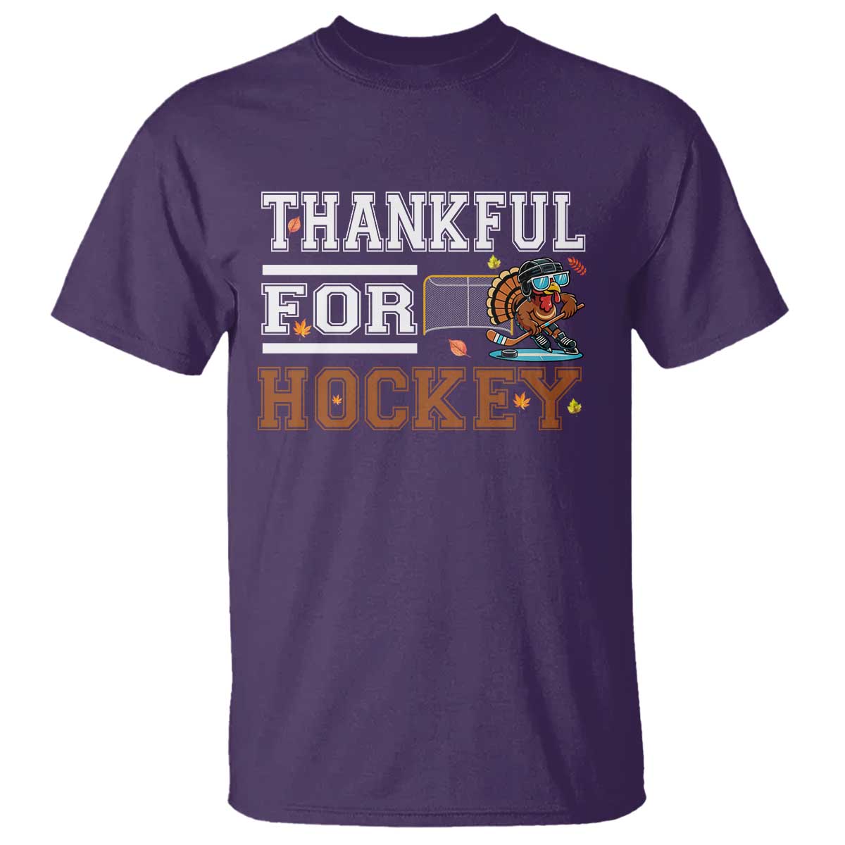 Thankful For Hockey T Shirt Funny Thanksgiving Ice Hockey Gift TS12 Purple Print Your Wear