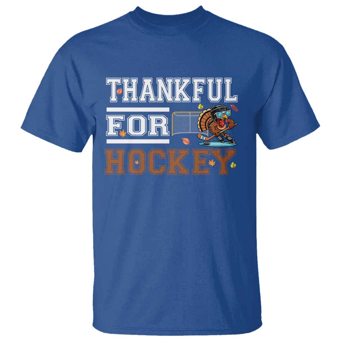 Thankful For Hockey T Shirt Funny Thanksgiving Ice Hockey Gift TS12 Royal Blue Print Your Wear