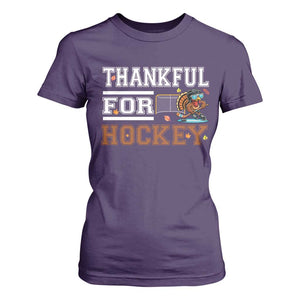 Thankful For Hockey T Shirt For Women Funny Thanksgiving Ice Hockey Gift TS12 Purple Print Your Wear