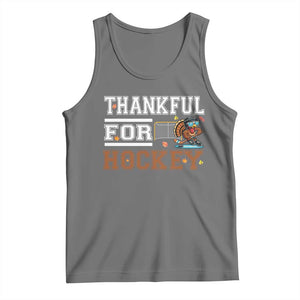 Thankful For Hockey Tank Top Funny Thanksgiving Ice Hockey Gift TS12 Black Heather Print Your Wear