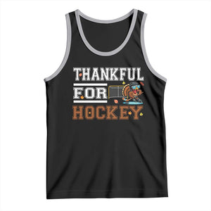 Thankful For Hockey Tank Top Funny Thanksgiving Ice Hockey Gift TS12 Black Athletic Heather Print Your Wear