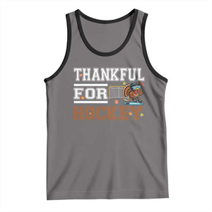 Thankful For Hockey Tank Top Funny Thanksgiving Ice Hockey Gift TS12 Deep Heather Black Print Your Wear