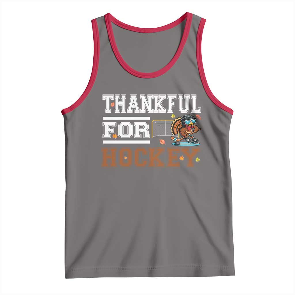 Thankful For Hockey Tank Top Funny Thanksgiving Ice Hockey Gift TS12 Deep Heather Red Print Your Wear