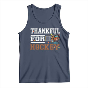Thankful For Hockey Tank Top Funny Thanksgiving Ice Hockey Gift TS12 Navy Print Your Wear