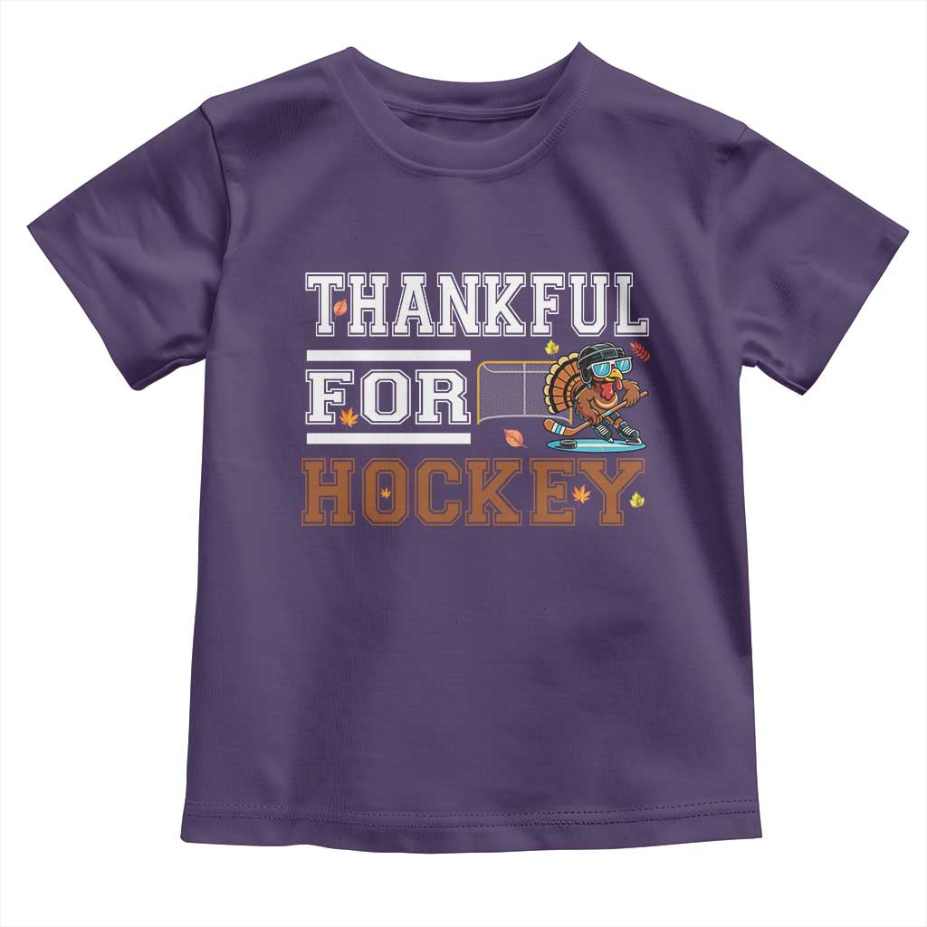 Thankful For Hockey Toddler T Shirt Funny Thanksgiving Ice Hockey Gift TS12 Purple Print Your Wear