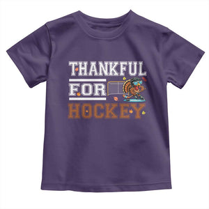 Thankful For Hockey Toddler T Shirt Funny Thanksgiving Ice Hockey Gift TS12 Purple Print Your Wear