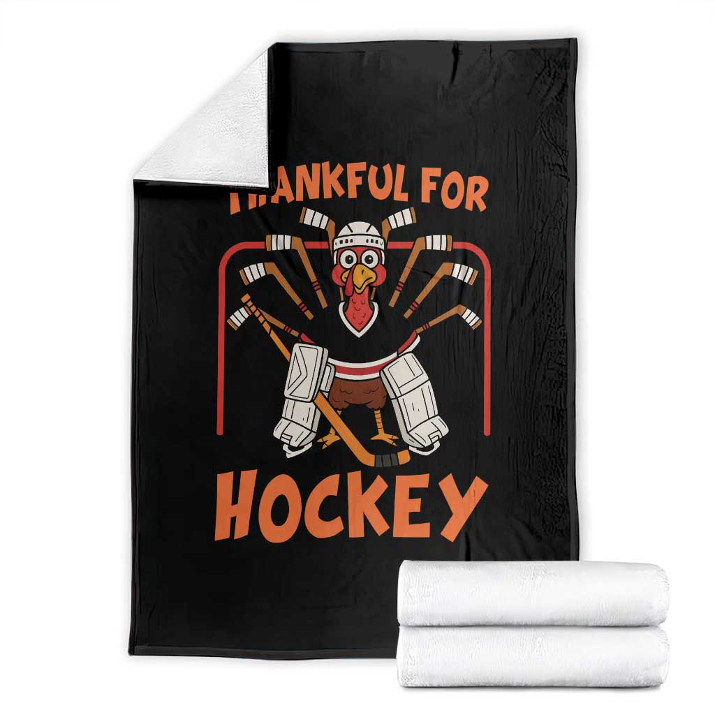 Thankful For Hockey Throw Blanket Funny Turkey Ice Hockey Player Gift TS12 Black Print Your Wear