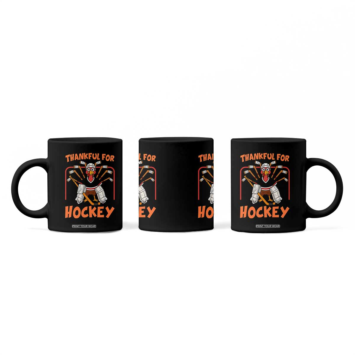 Thankful For Hockey Coffee Mug Funny Turkey Ice Hockey Player Gift TS12 Print Your Wear
